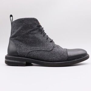 Taft Jack in Black Men's Size 11 US Gray Wool Black Leather Cap Toe Ankle Boots